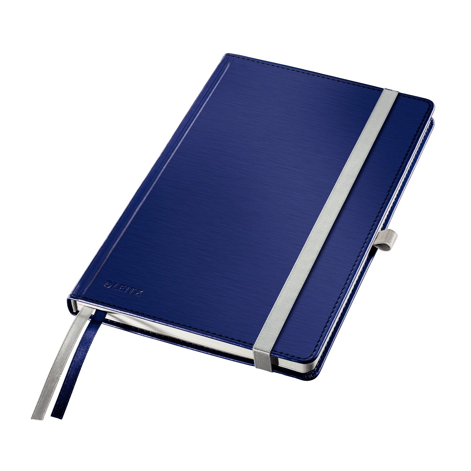 Leitz A5 Hard Cover Notebook, Titan Blue (80 Sheets Squared Paper, with 2 Bookma