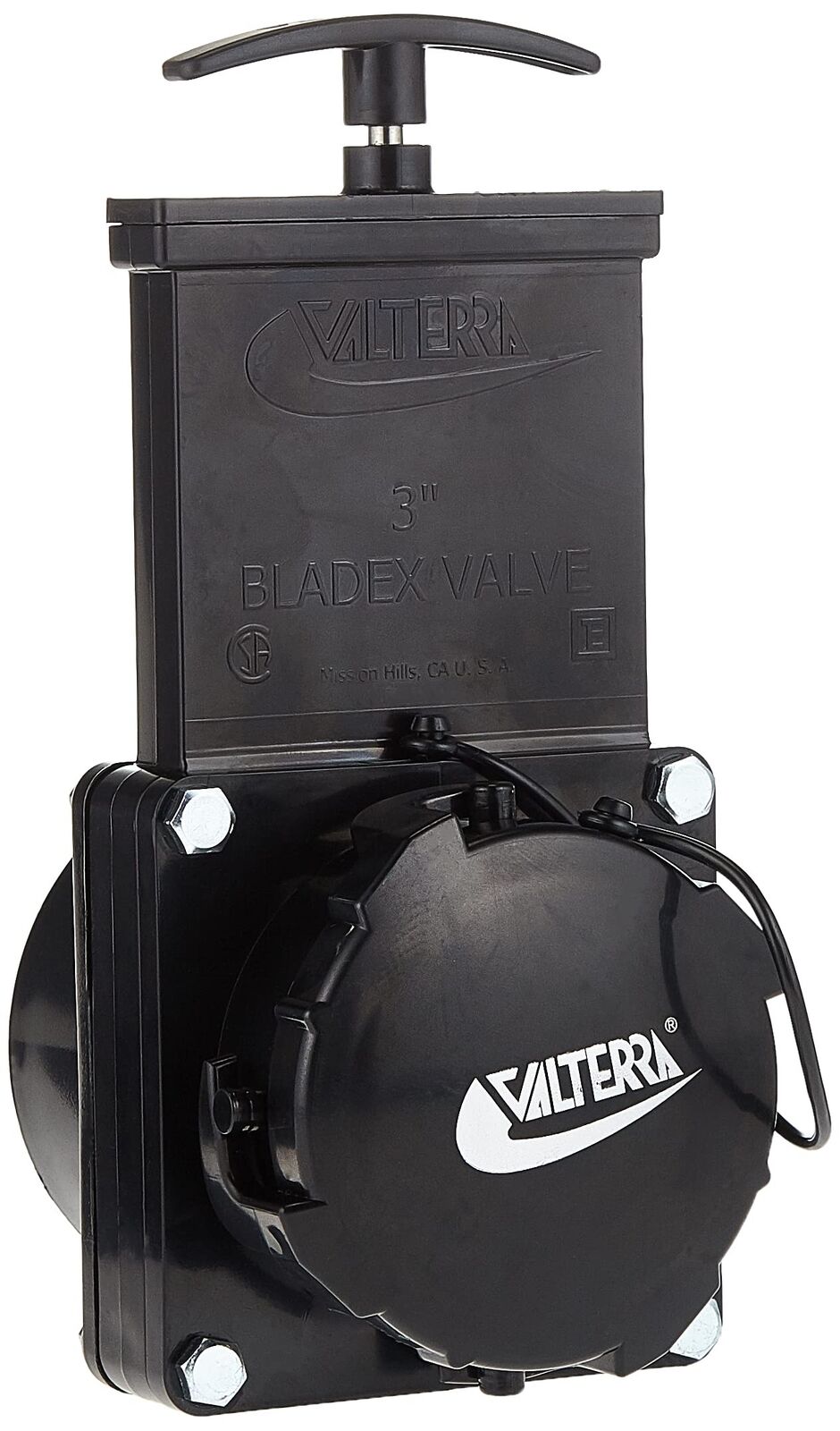 Valterra T50 7,6 cm Hub x 3" Bay con tappo valvola di montaggio, nero (d7z)