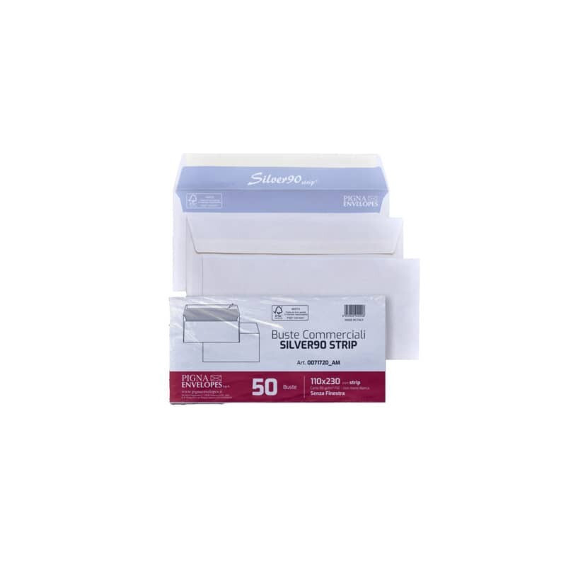 Buste senza finestra Pigna Envelopes Silver90 Strip 90gr/mq taglio quadro bianch
