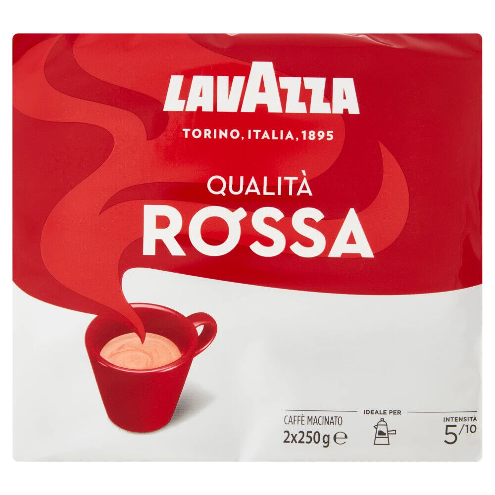 CAFFE' LAVAZZA QUALITA' ROSSA CAFFÈ MACINATO ESPRESSO PER MOKA 5/10 BOX 2x250g