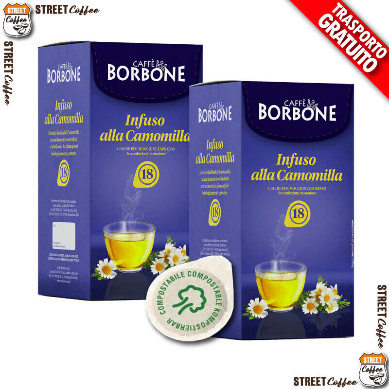 18 Cialde Camomilla di Carta Caffè Borbone ESE 44 mm Filtrocarta gratis