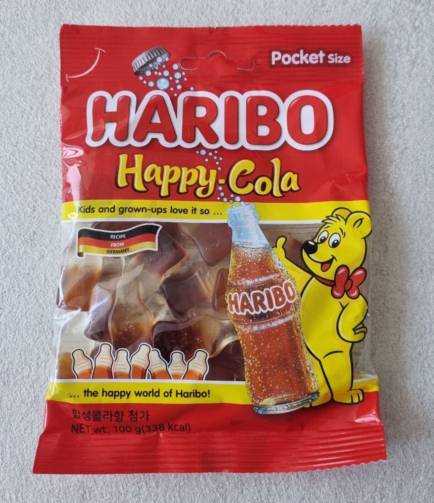 HARIBO HAPPY COLA Original Jelly 100g x 1~5packs, Gummy Gold Bear Candy Germany