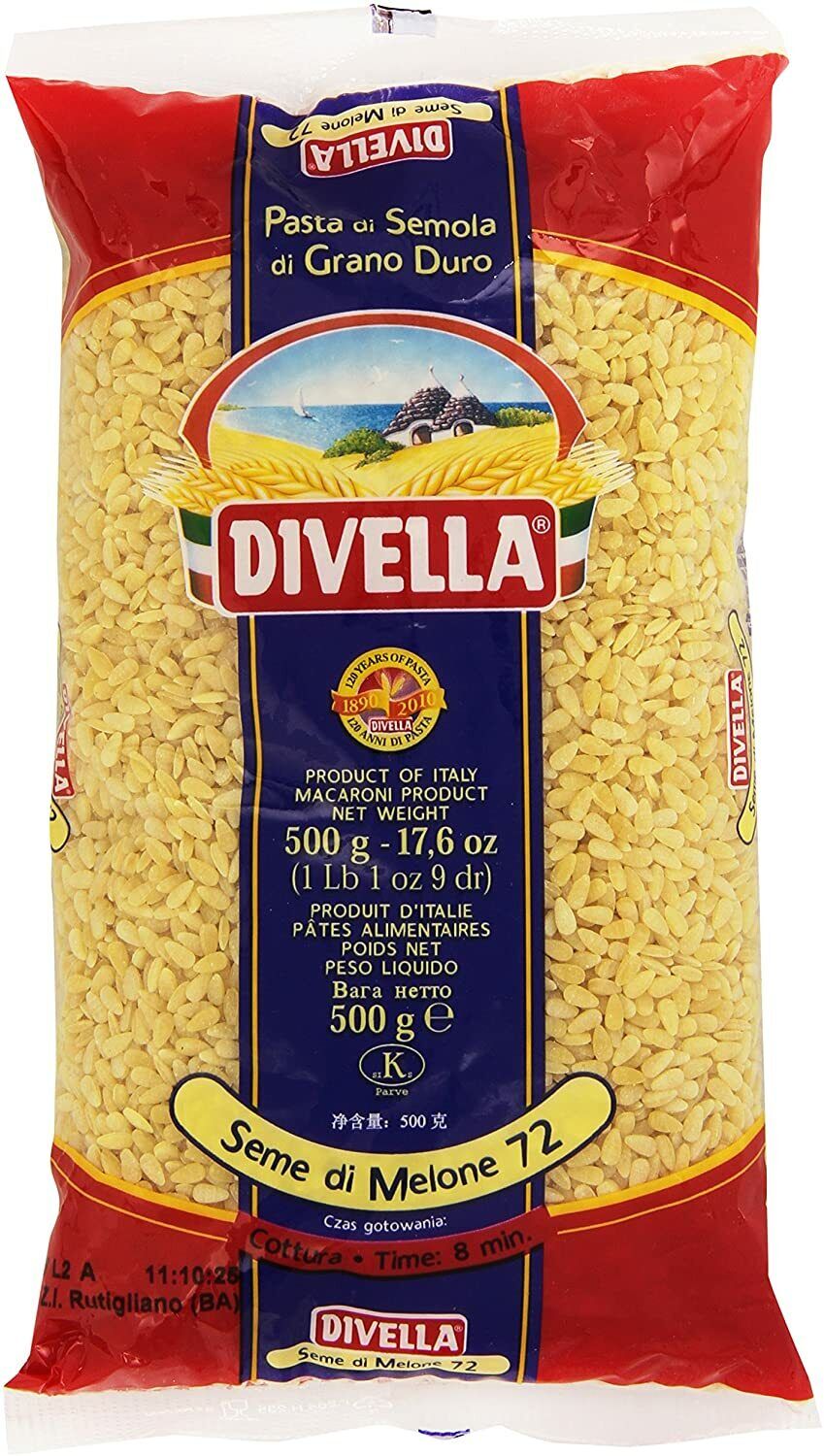 Divella - Seme Di Melone 72, Pasta Di Semola Di Grano Duro , 500 Ml