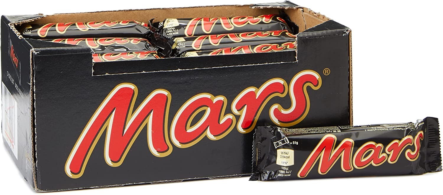 Mars Snack con Latte e Caramello Ricoperto di Cioccolata Box con 32 Barrette