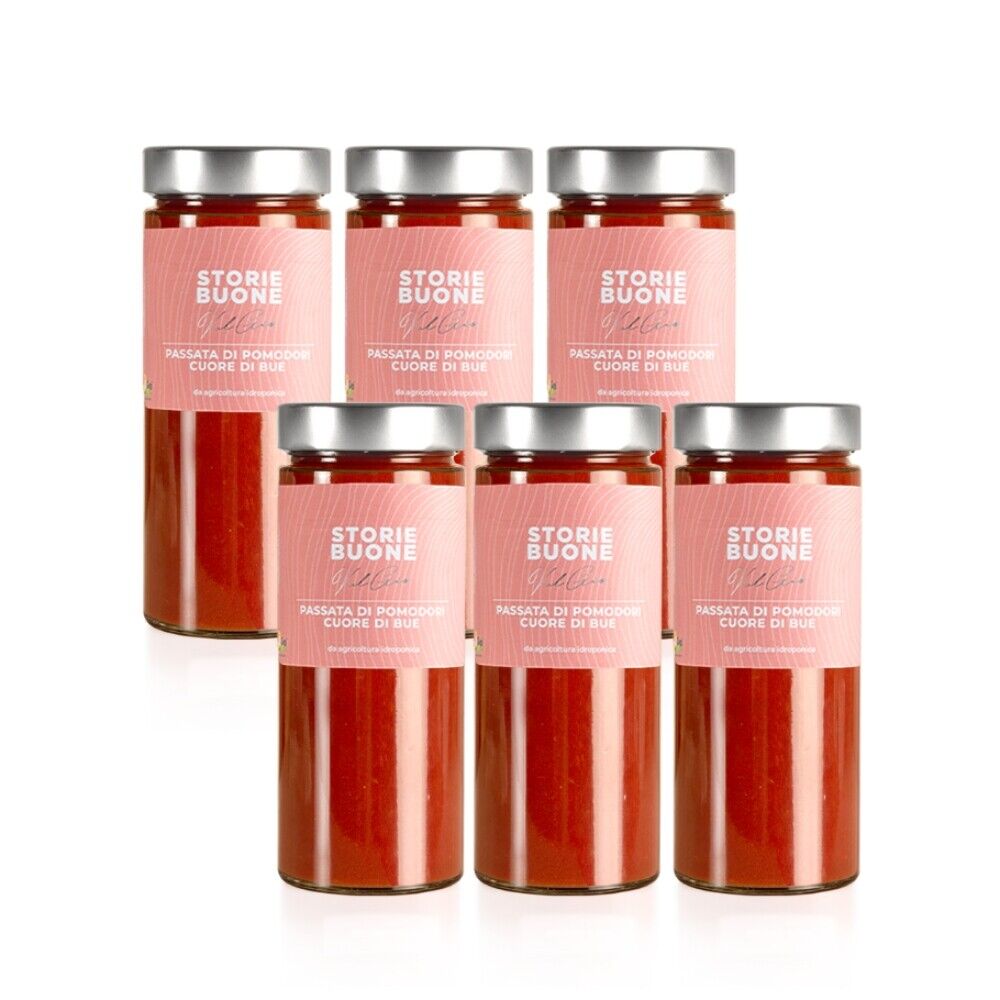 Confezione da 6 Passate Pomodoro Cuor di Bue e Basilico