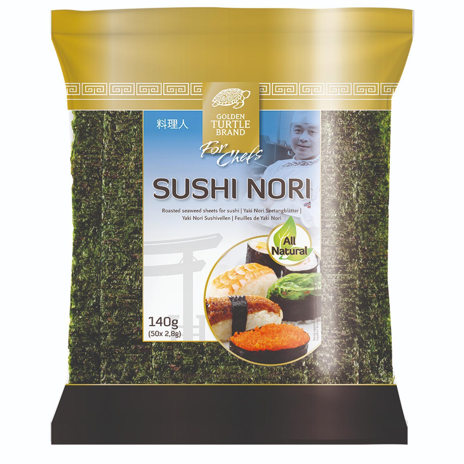 Alga Nori Yaki Nori Sushi Golden Turtle Brand 50 Fogli da 2,8 g