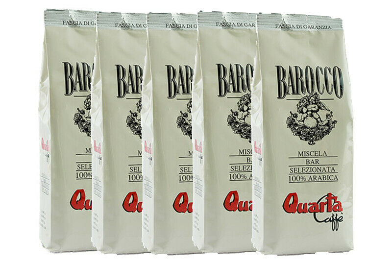 QUARTA CAFFE' Miscela BAROCCO macinato 250gr. 5 confezioni ARABICA gusto corposo
