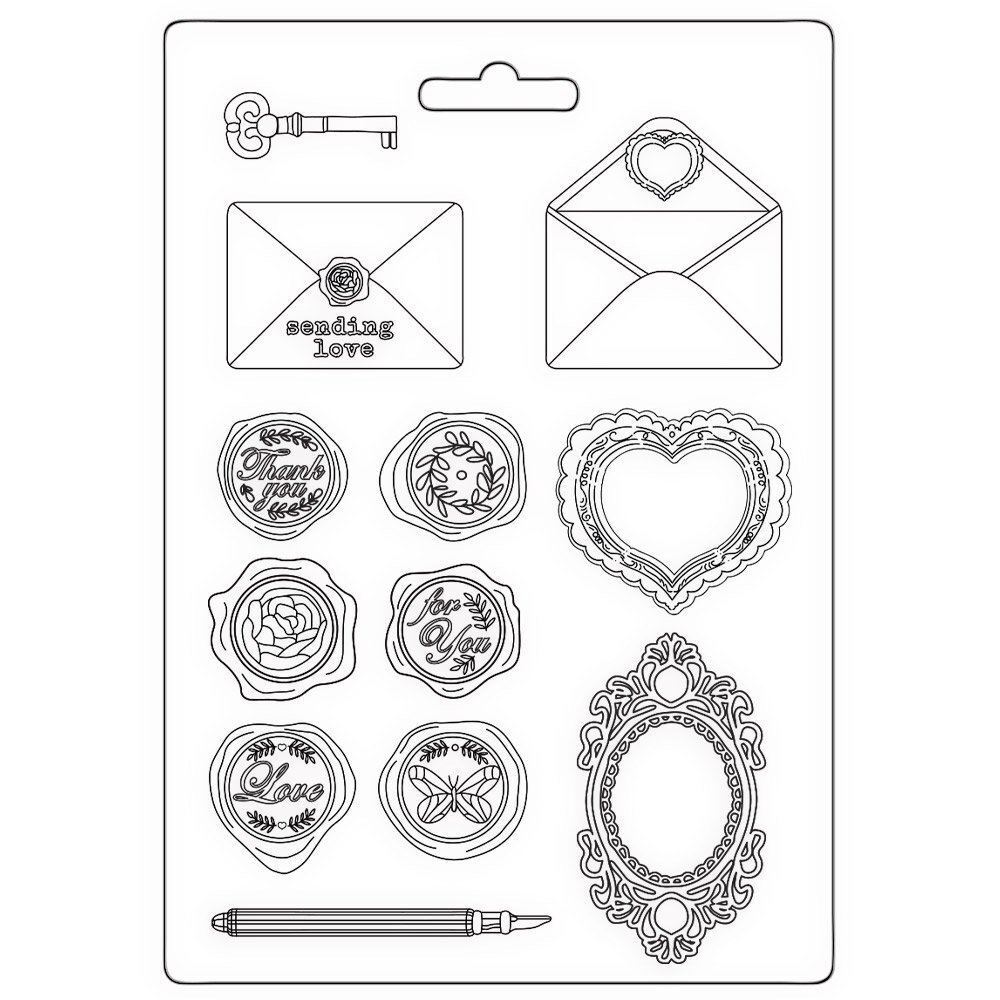 Stampo per modellare Shabby Rose lettere e sigilli Stamperia
