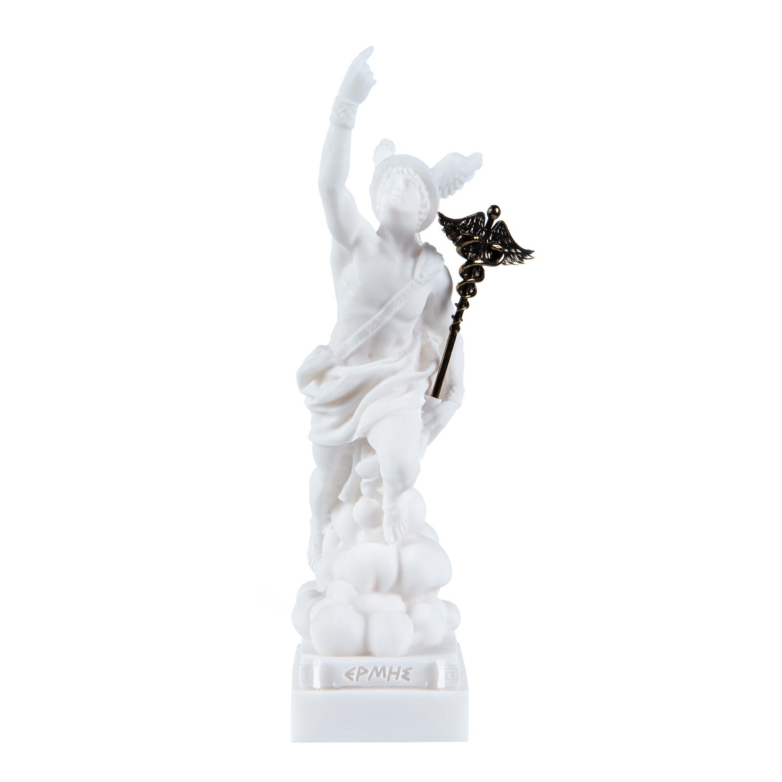 Statua romana Hermes Mercury God Zeus Son in alabastro 7 pollici (17,78 cm)
