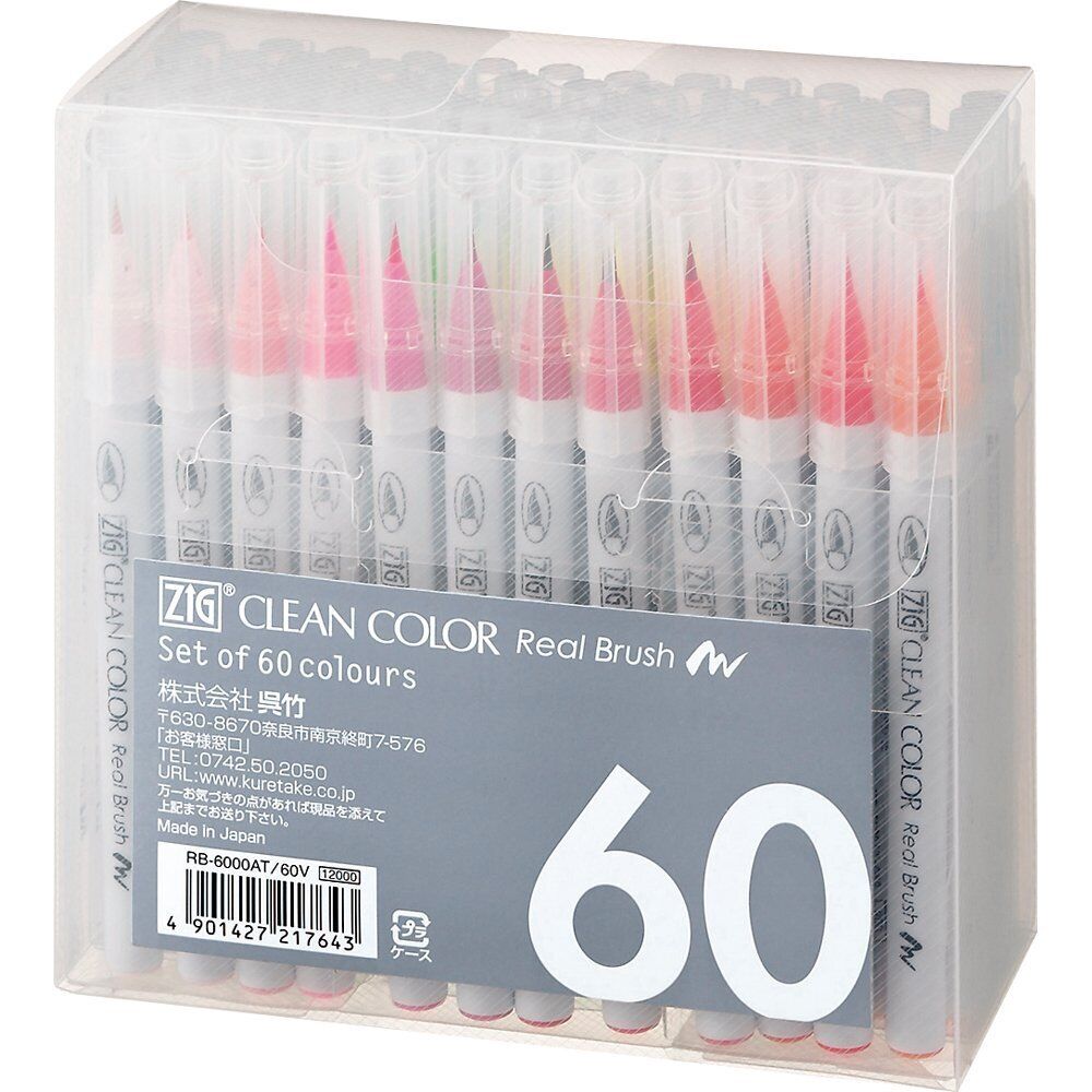 Kuretake Pennello Penna Base D'Acqua Zig Clean Color 60 RB-6000AT 60V Giappone