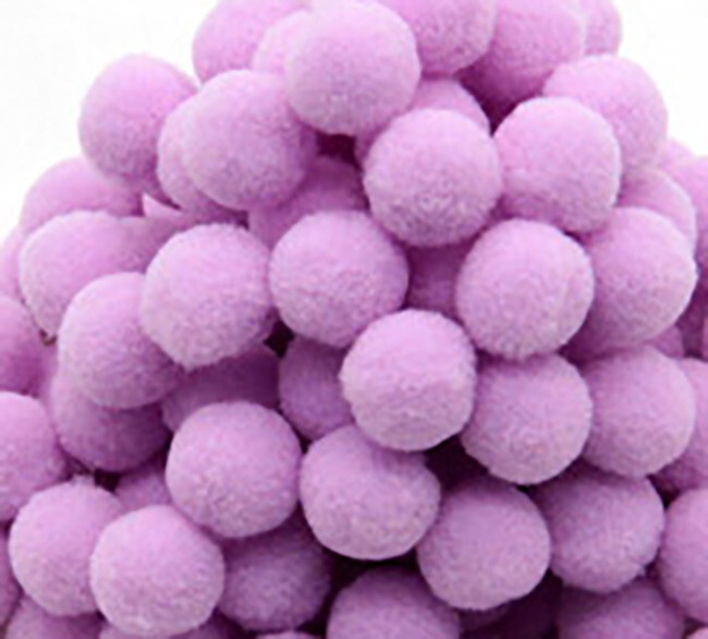 60 Pom Pon 15 mm di colore lilla Pompon ponpon Decorazioni Pom Pom viola chia...