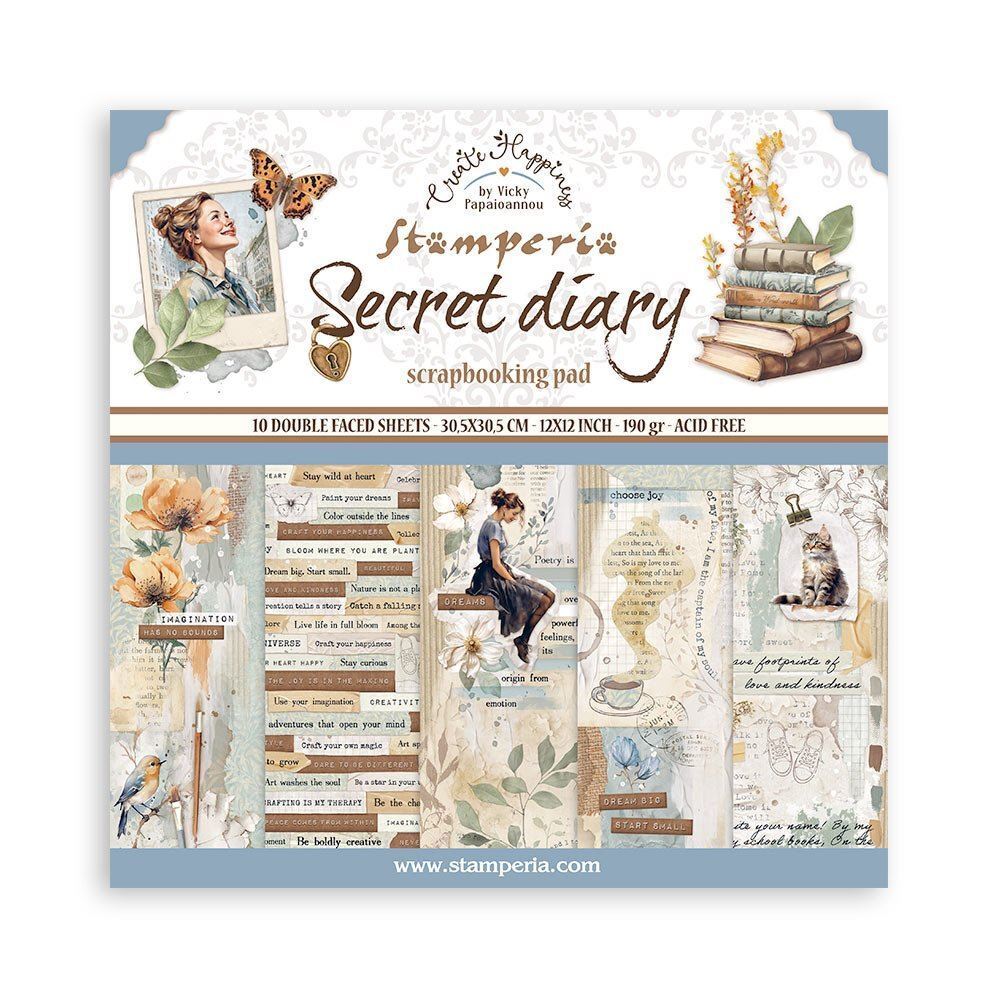 Blocco Di Carte Scrap Secret Diary Cm 30 X 30