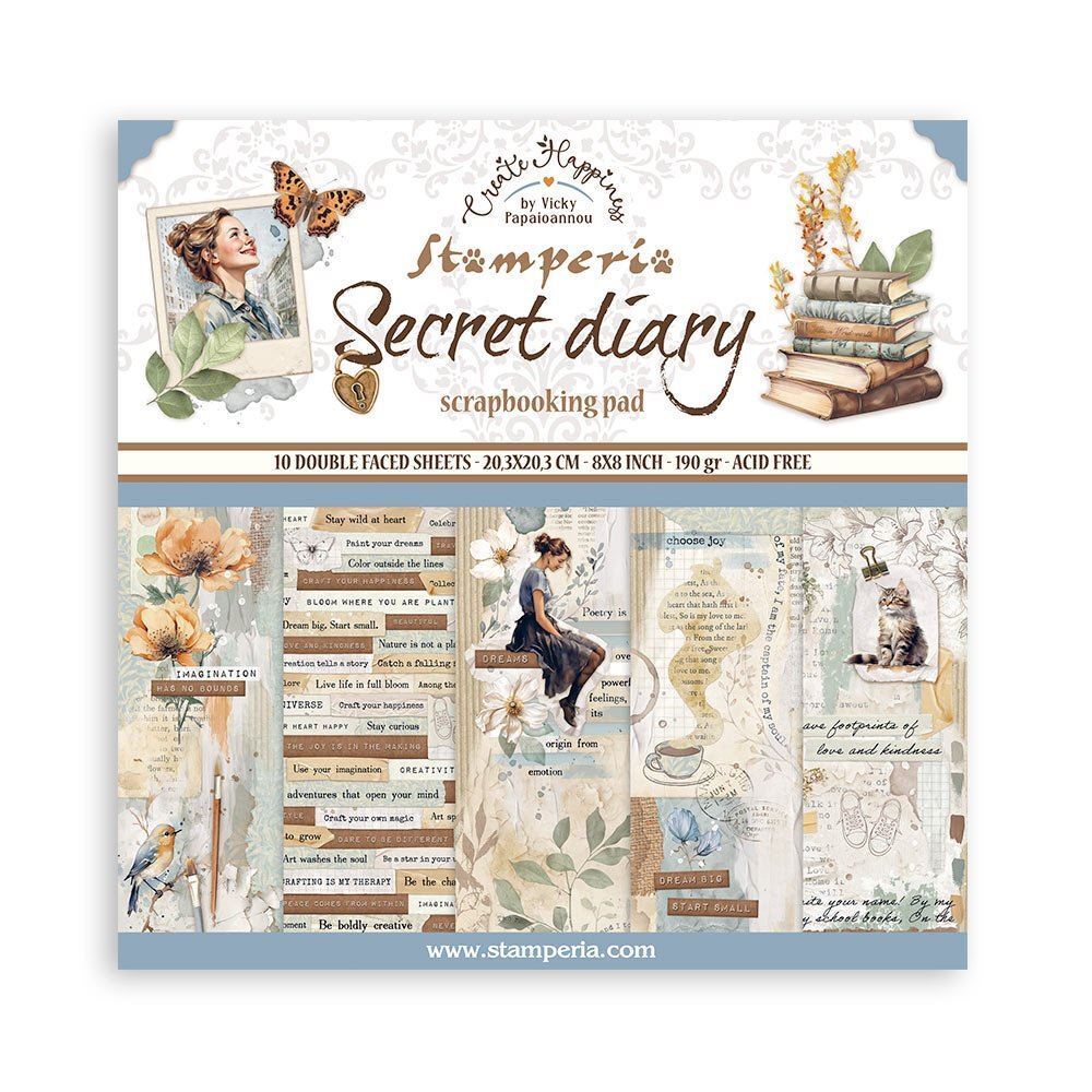 Blocco Di Carte Scrap Secret Diary cm 20 X 20 Stamperia