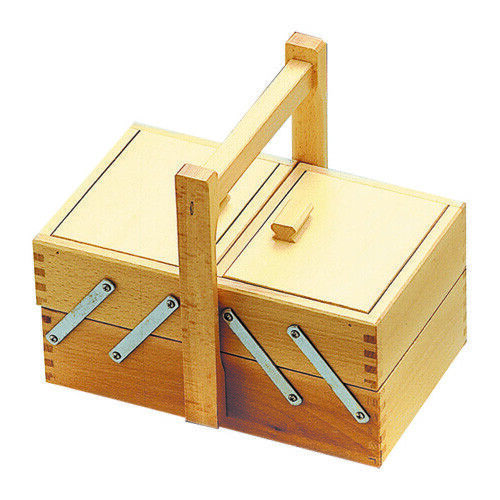 CESTINO PORTALAVORO 2 PIANI NOCE, NATURALE WOODEN SEWING BASKET 28 x 17 x 24 cm