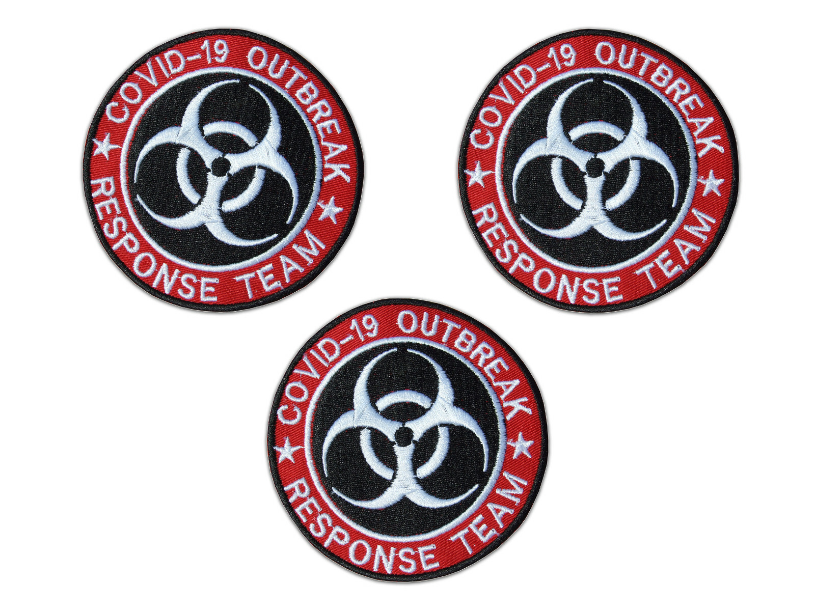 SET PATCH ricamato SIMBOLO DI PERICOLO BIOHAZARD - CORONA WARNING ZOMBIE APOC...