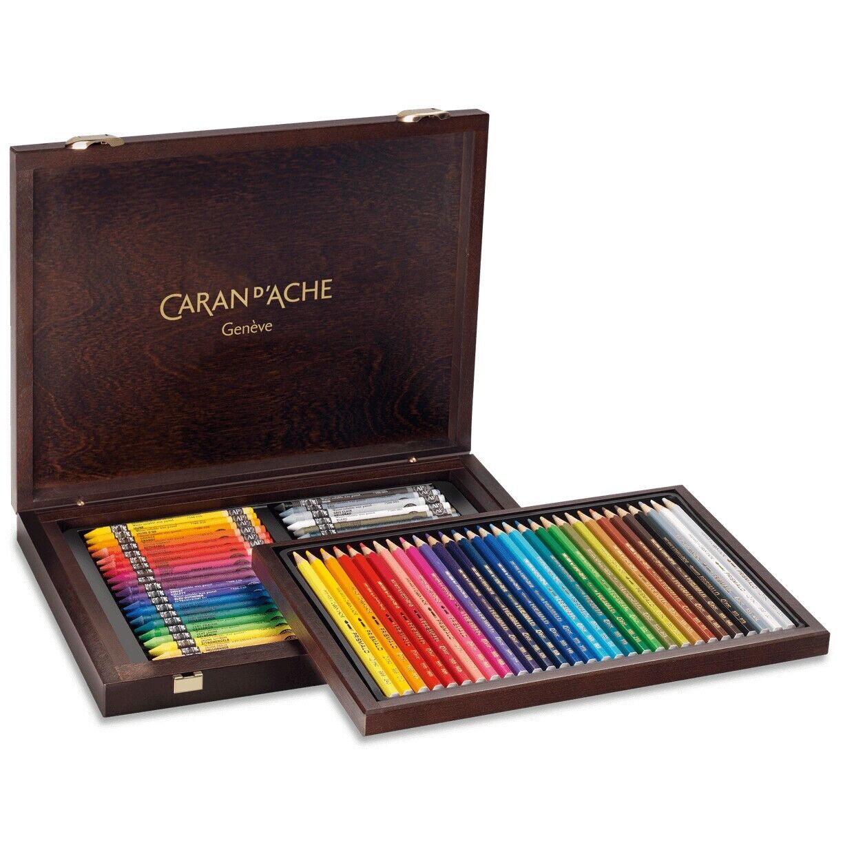 Caran D'Ache Matite Colorate 30+40 Neocolor II Cera Pastelli Scatola di Legno