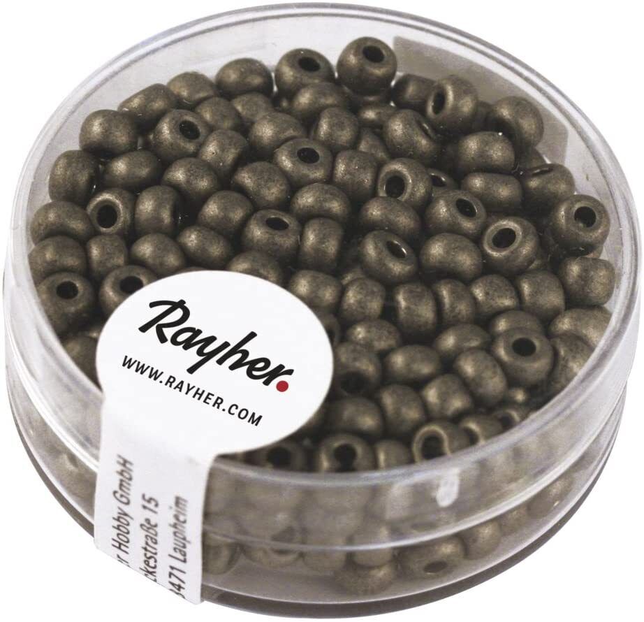 RAYHER - 17gr - ROCAILLE METALLIZZATA OPACA Ø4MM - COLORE ANTRACITE