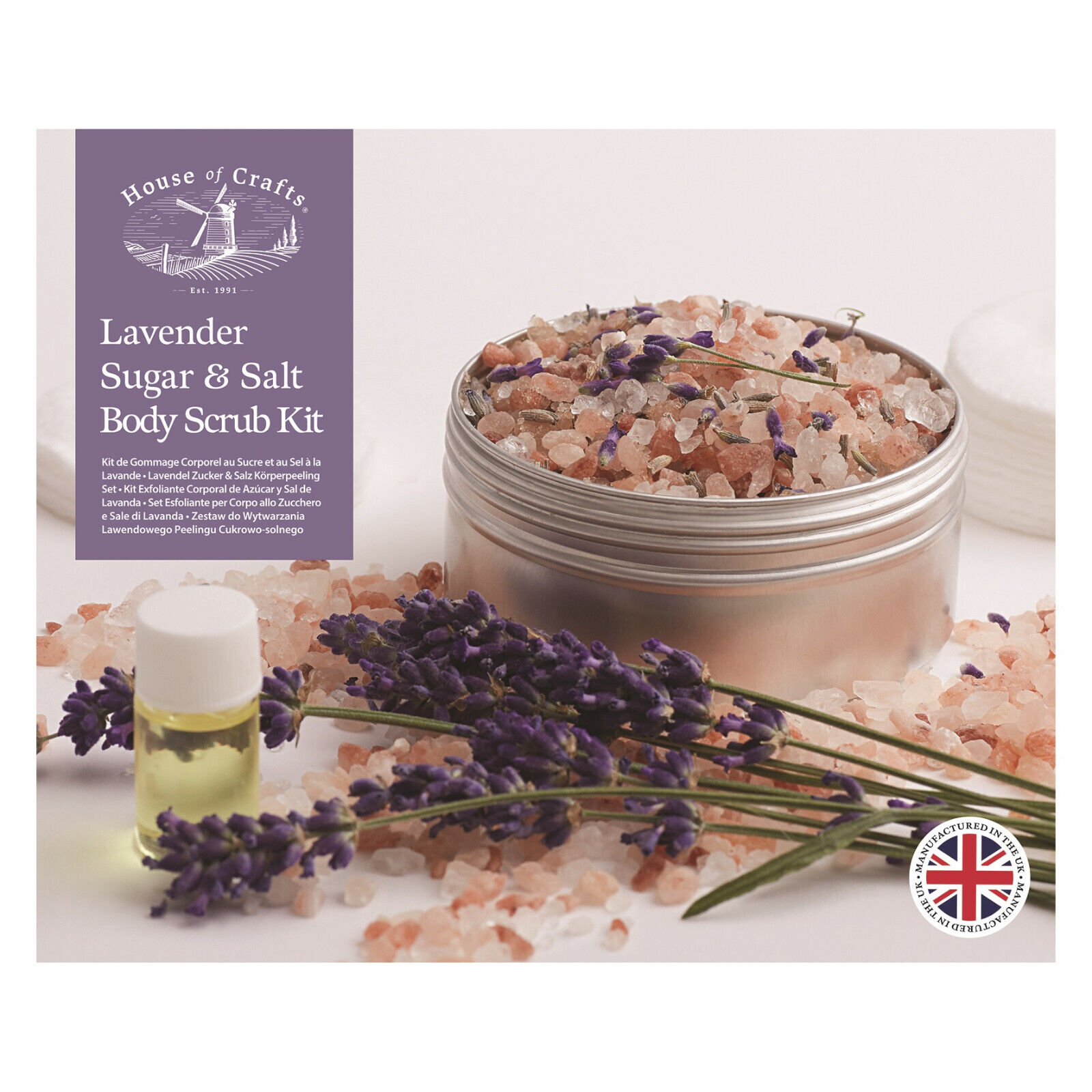 House Of Crafts Lavanda Zucchero E Sale Corpo Scrub Kit Spa Regalo Attività Set