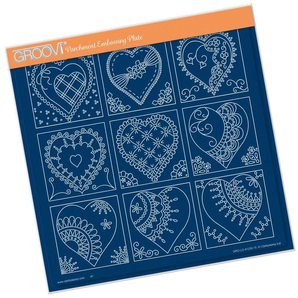 Clarity Stamps Groovi Pergamena Rilievo A4 Quadrato Targa Linda's Cuore Campione