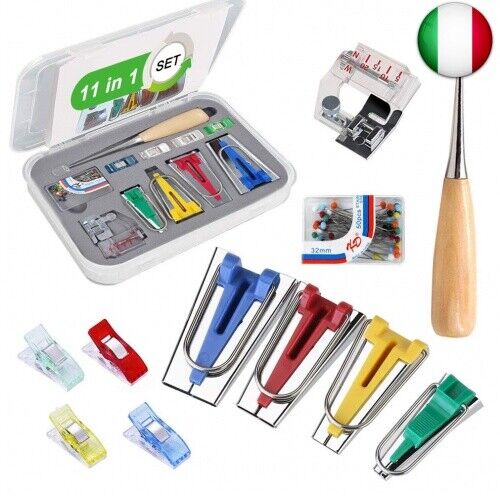 Bias Tape Maker Set, Attrezzo per Sbieco con Piedini per Macchina da Cucire,
