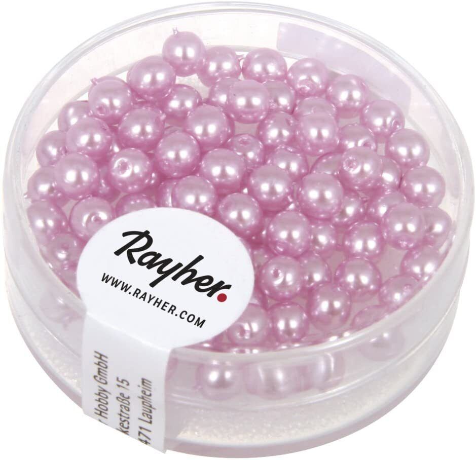 RAYHER - 85 PEZZI - PERLE CERATE IN VETRO RINASCIMENTO 4MM - COLORE ROSA ORCH...