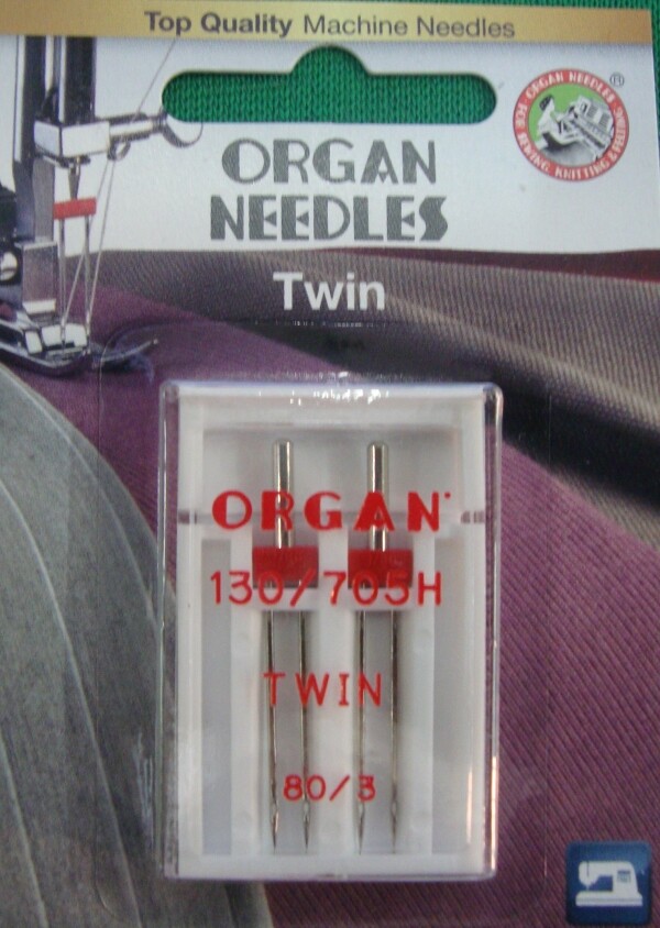AGHI AGO PER MACCHINA CUCIRE GEMELLI ORGAN NEEDLES  MISURA 80/3 (2 GHI) 1 CONF.