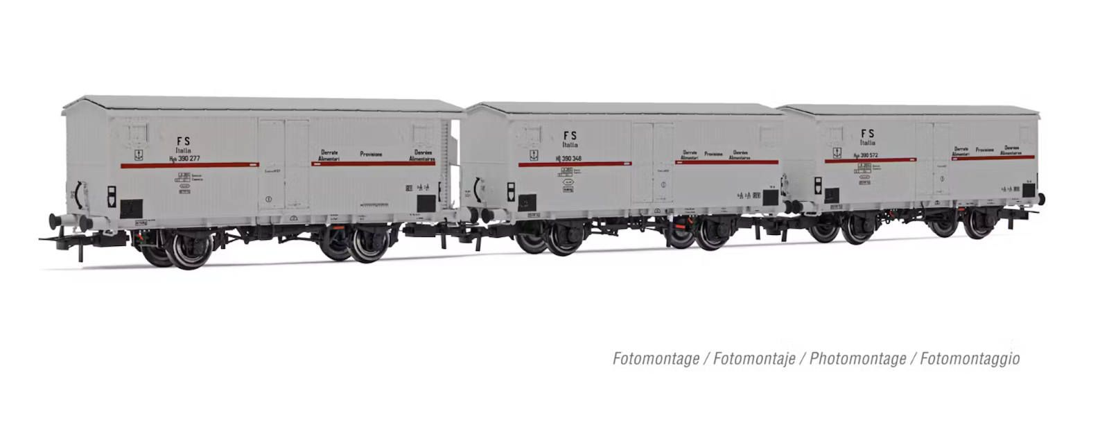 RIVAROSSI HR6605 Set 3 carri Hgb con cassa a doghe in legno, uno con garitta FS