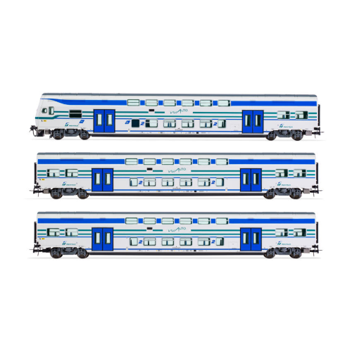 FS TRENITALIA 1 LOCOMOTIVA + 2 CARROZZE INTERMEDIE 1:87 Lima Treni Die Cast