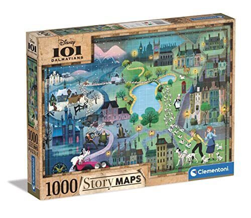 Clementoni - 39665 - Puzzle Disney Maps - Disney 101 Dalmatians - 1000 (M7j)