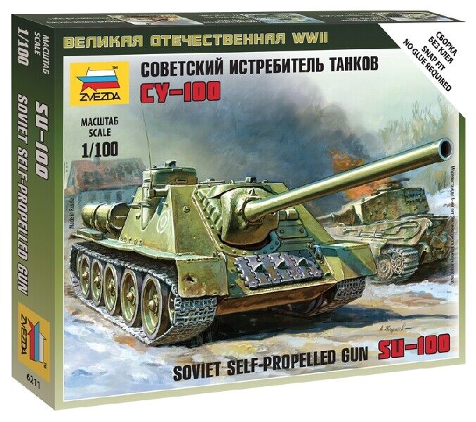 Soviet Self Propelled Gun Su-100 1:100 Plastic Model Kit ZVEZDA