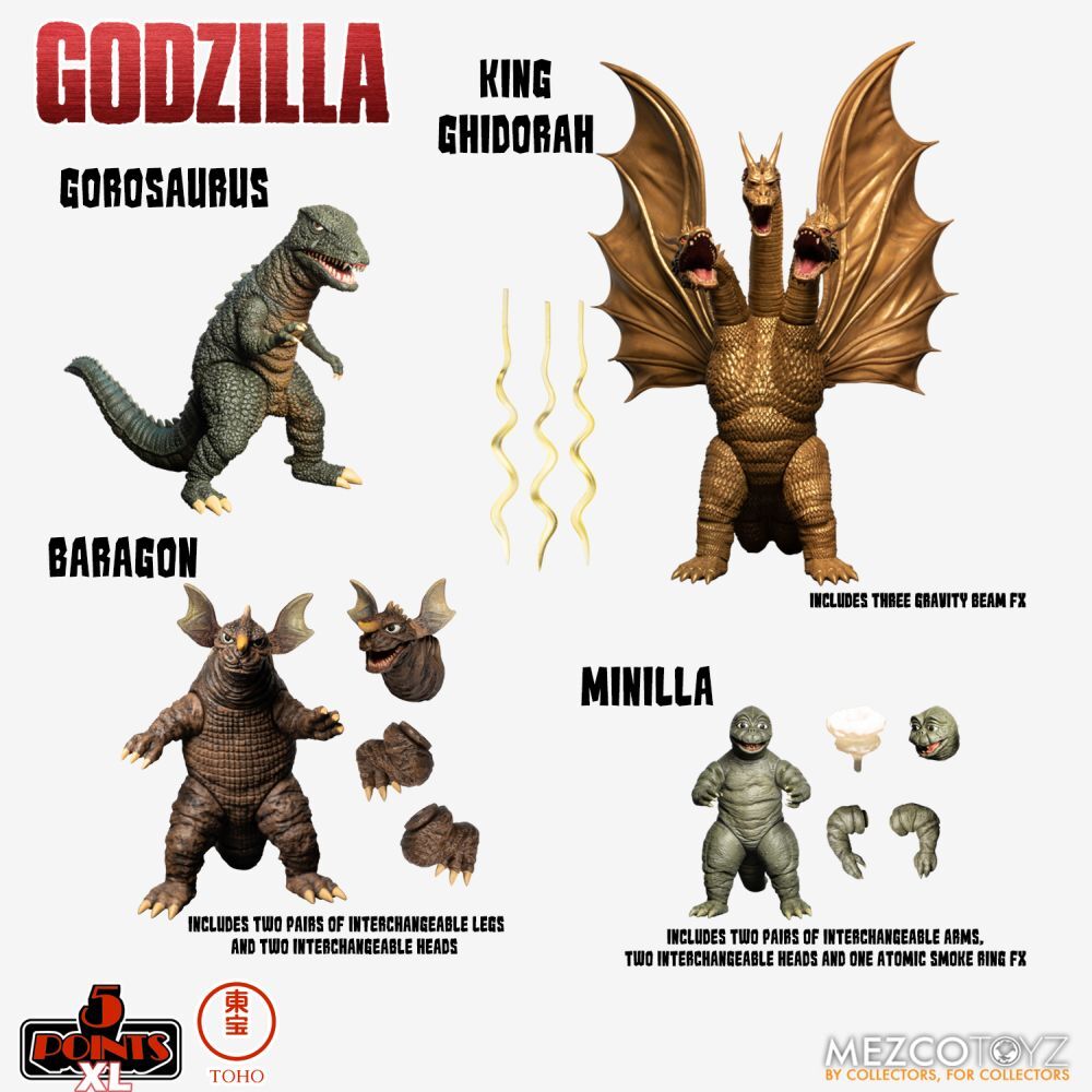 Godzilla Destroy Monster Series 2 5 Points XL Figure Set MEZCO