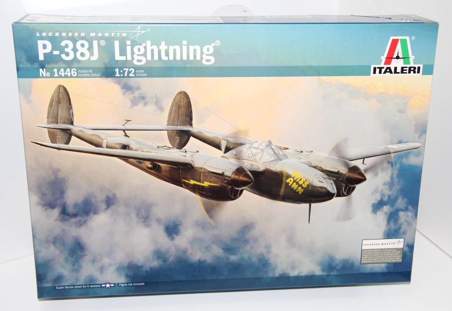 ITALERI 1:72 KIT AEREO LOCKHEED MARTIN P-38J LIGHTNING LUNGHEZZA 16 CM ART 1446
