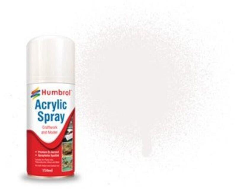 Humbrol Acrylic Spray Paint No.34 White Matt (150ml) AD6034 modellismo