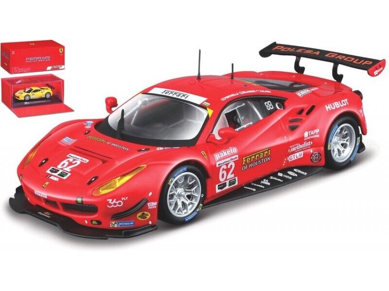 BURAGO 1/43 FERRARI 488 GTE RISI COMPETIZIONE N.62 DAYTONA 2017 MODELLINO