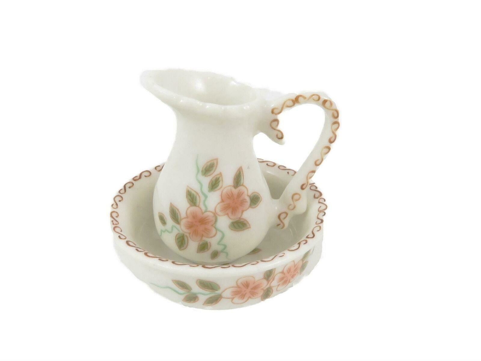 Bambole Casa Grande Lavare Brocca & Ciotola Miniatura Vittoriano Cameretta Bagno