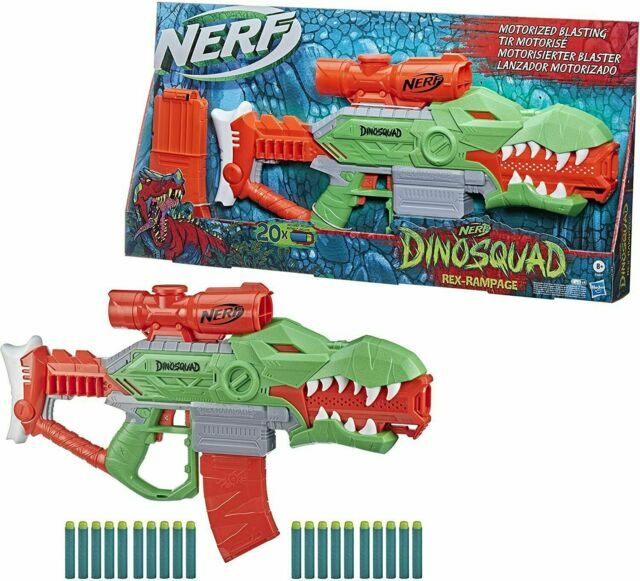 HASBRO NERF DINOSQUAD BLASTER MOTORIZZATO REX-RAMPAGE CON 20 DARDI