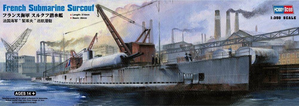 Hobbyboss 1:350 Scale French Surcouf Submarine Cruiser Assembly Kit