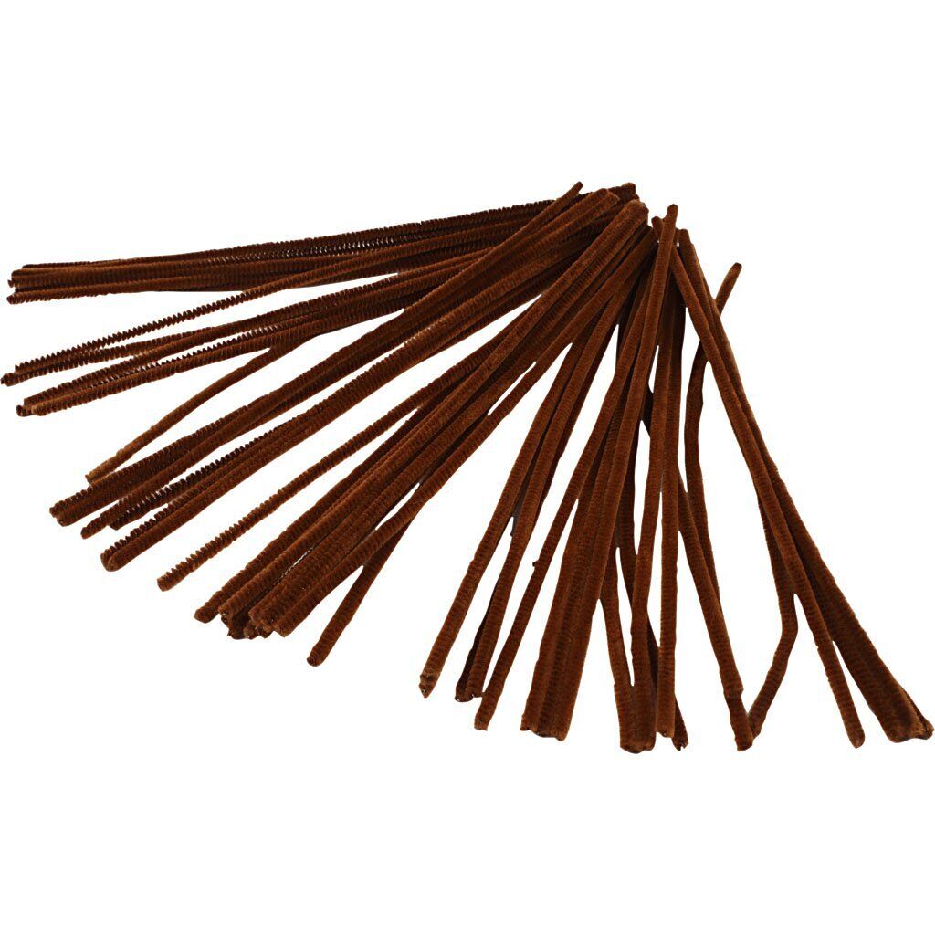 Pipe Cleaners, thickness 6 mm, L: 30 cm, brown, 50pcs
