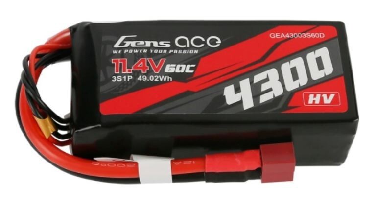 GENS ACE - LiPo HV 11,4v 4300mAh adventure 3S 60C ideale per scaler 1/10 Gens ac
