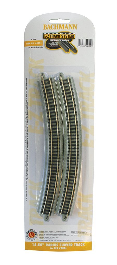 Bachmann Industries 15.50" Radius Curved Track (6/Card) Snap Fit E-Z Track, N Sc