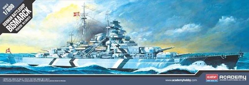 Battleship Bismarck (static) 1:800 Plastic Model Kit ACADEMY