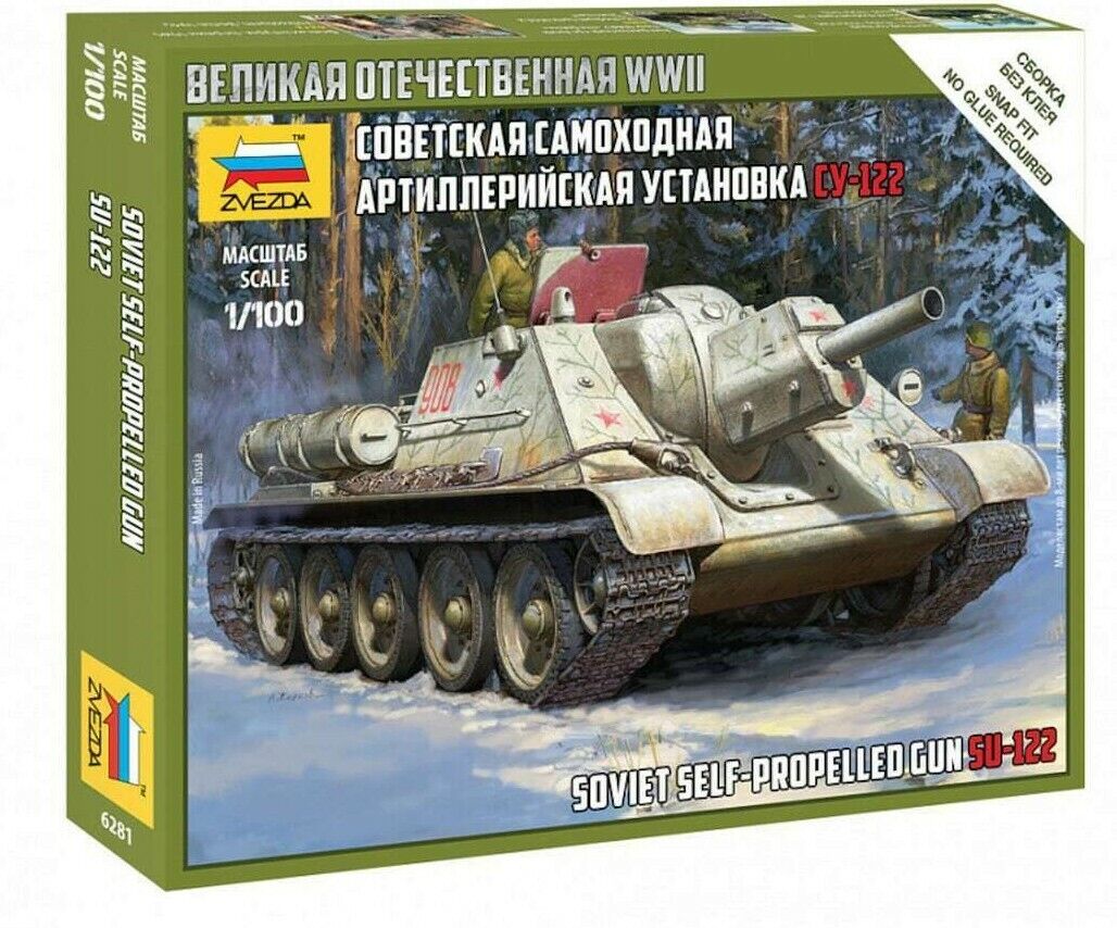 ZVEZDA 1:100 KIT SOVIET SELF-PROPELLED GUN SU-122 SEMOVENTE SOVIETICO ART 6281