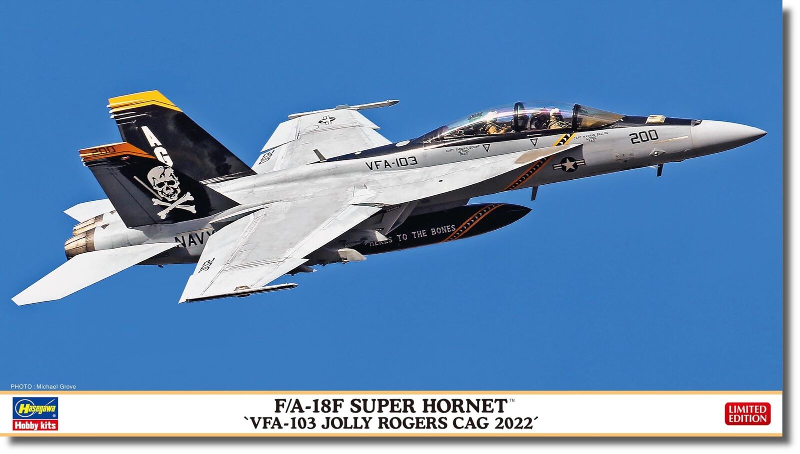 Fa-18f Super Hornet Vfa-103 Jolly Rogers Vag2022 1:72 Plastic Model Kit HASEGAWA