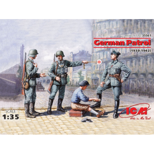 GERMAN PATROL 1939-1942 1 OFFICER + 2 SOLDIERS + 1 CIVILIAN KIT 1:35 ICM