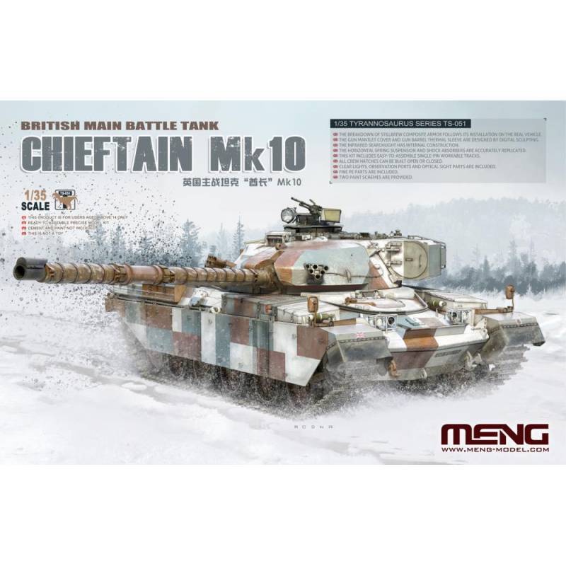 Modellino Char Britannici Mano Battle Tank Chieftain Mk10 MENG ts-051 1:3 5