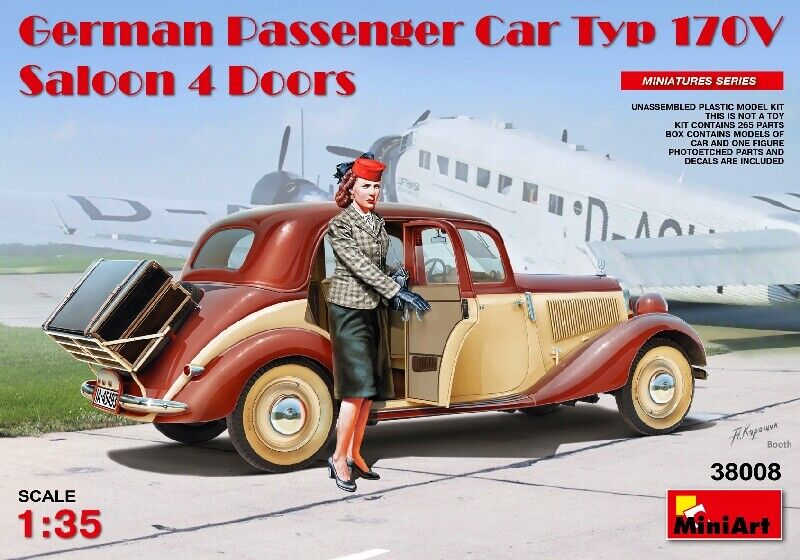 German Passenger Car Typ 170v Saloon 4 Doors 1:35 Plastic Model Kit MA38008