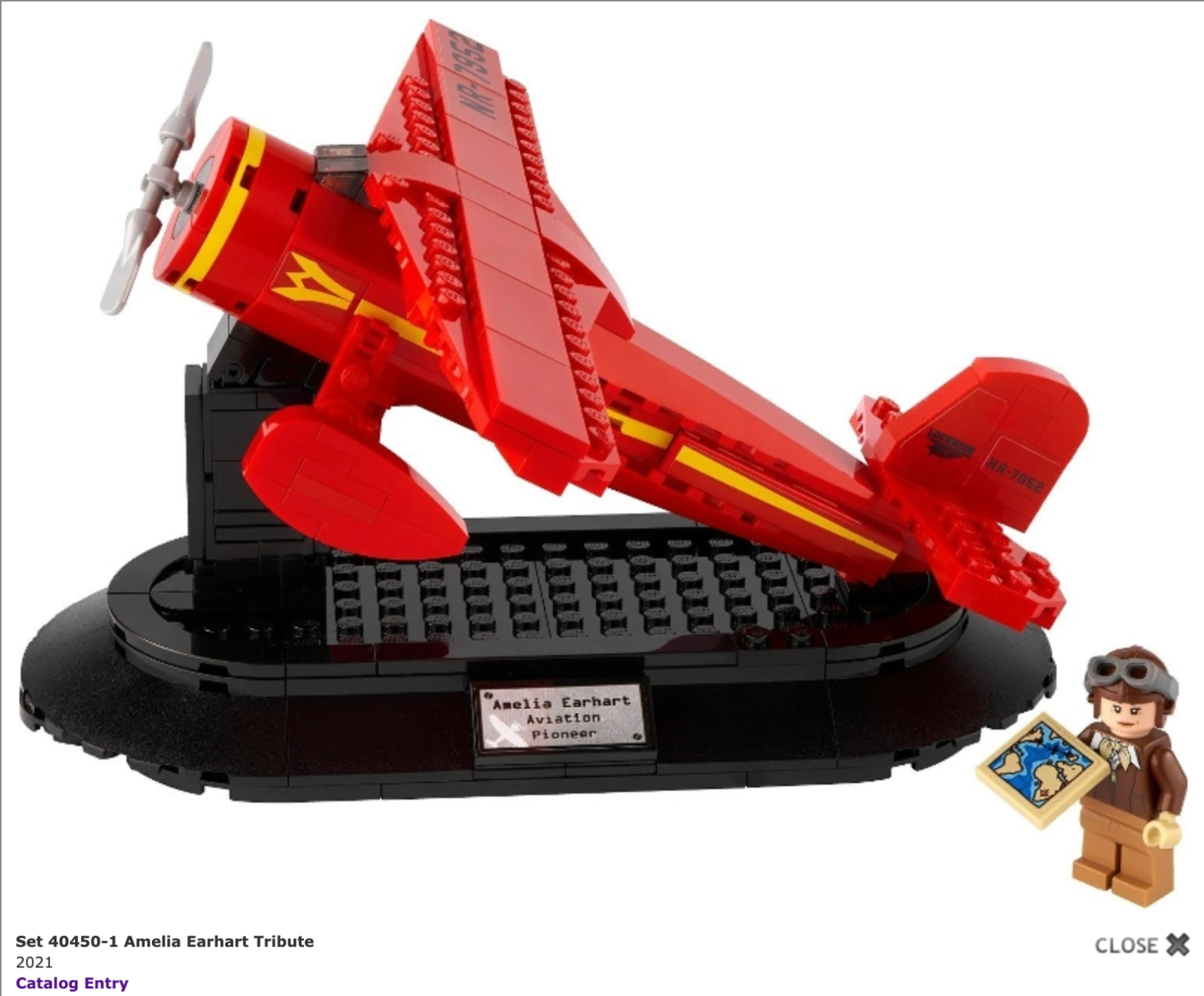lego Amelia Earhart Tribute 40450-1 MISB RARISSIMO