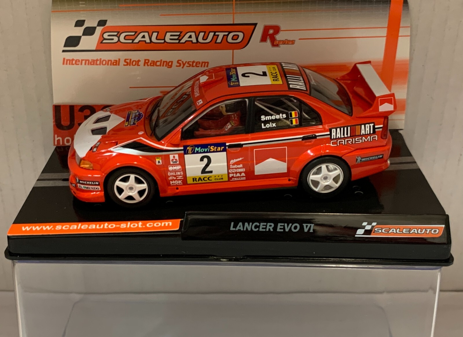 Slot Car scaleauto SC-6317R Mitsubishi Lancer Evo VI #2 Catalunya 1999 F.Loix