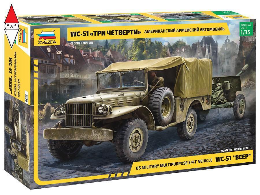 ZVEZDA 1/35 US MILITARY MULTIPURPOSE 3/4T VEHICLE WC-51 BEEP