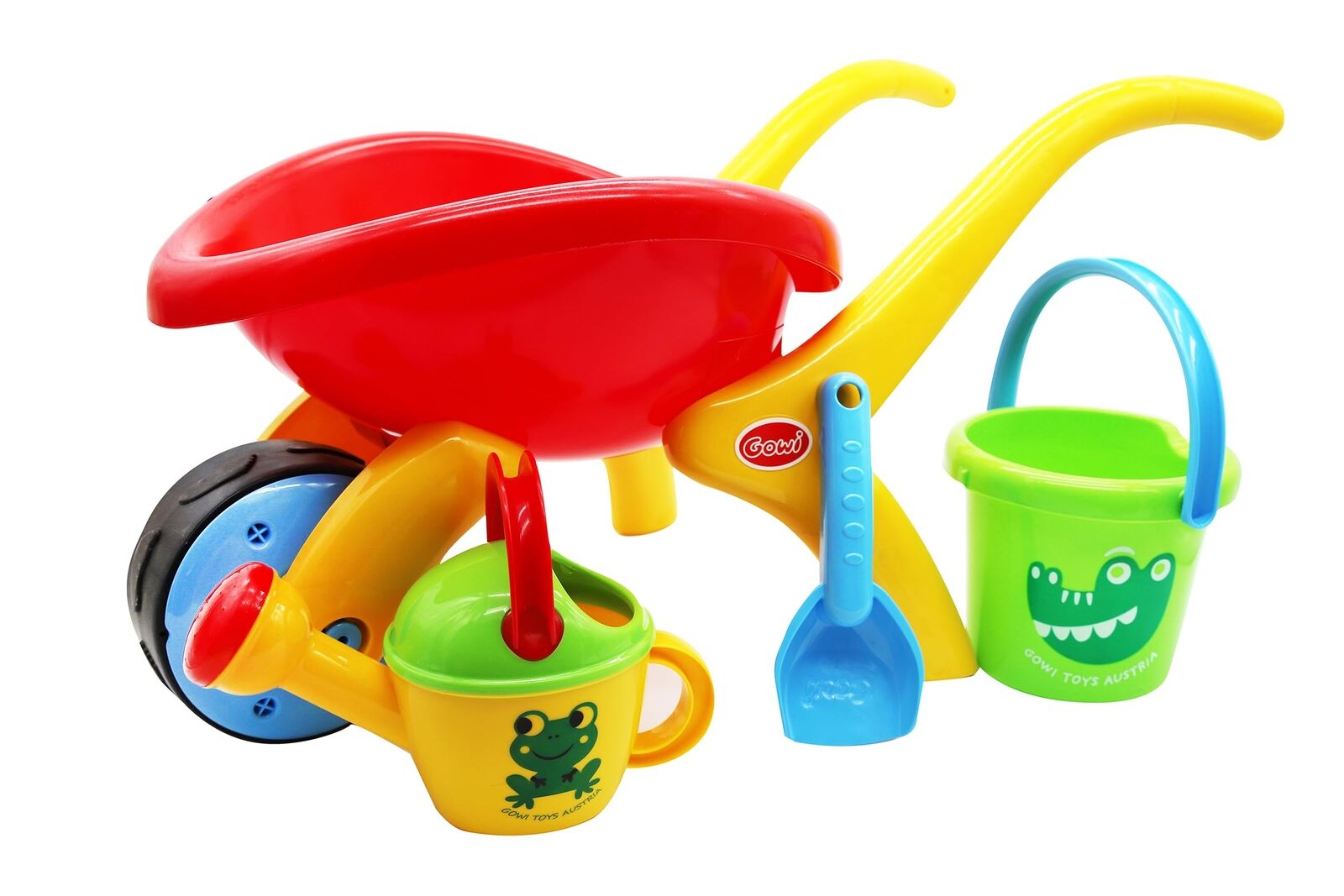 Toys Design Wheelbarrow Set with Bucket, Spade and Watering Can, Sand